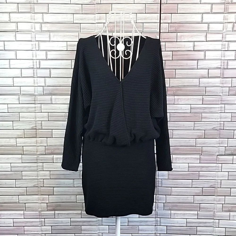 Unbranded sweater dress ribbed knit in black Size M